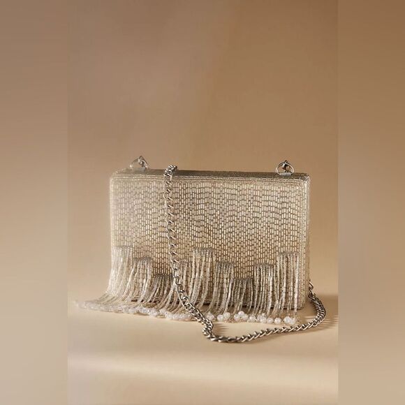 BHLDN ZHUU BEADED TASSEL BOX CLUTCH - Picture 1 of 6